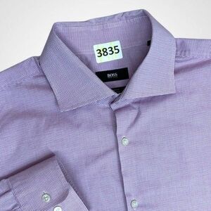 Hugo Boss Sharp Fit Lavender Cotton Button Up Long Slv. Shirt Men Size 17 36/37